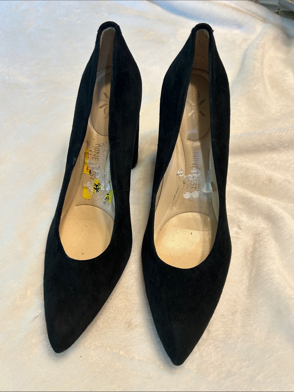 Nine West Black leather Suede Pointed-Toe Pumps